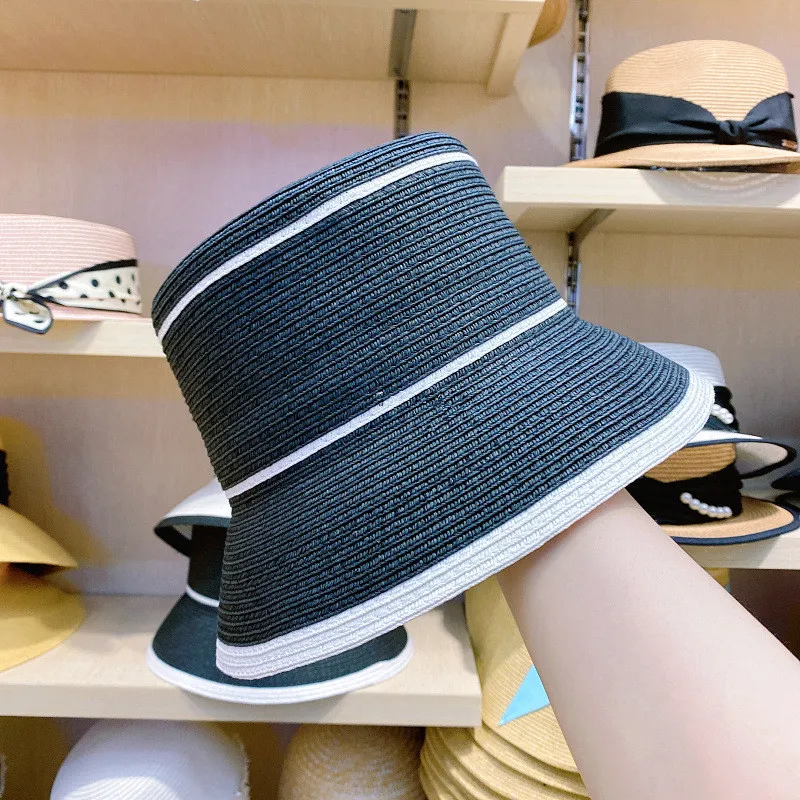 202104-YY new  SUMMER Classic black white color patchwork  leisure lady  bucket cap  women  fishermen hat