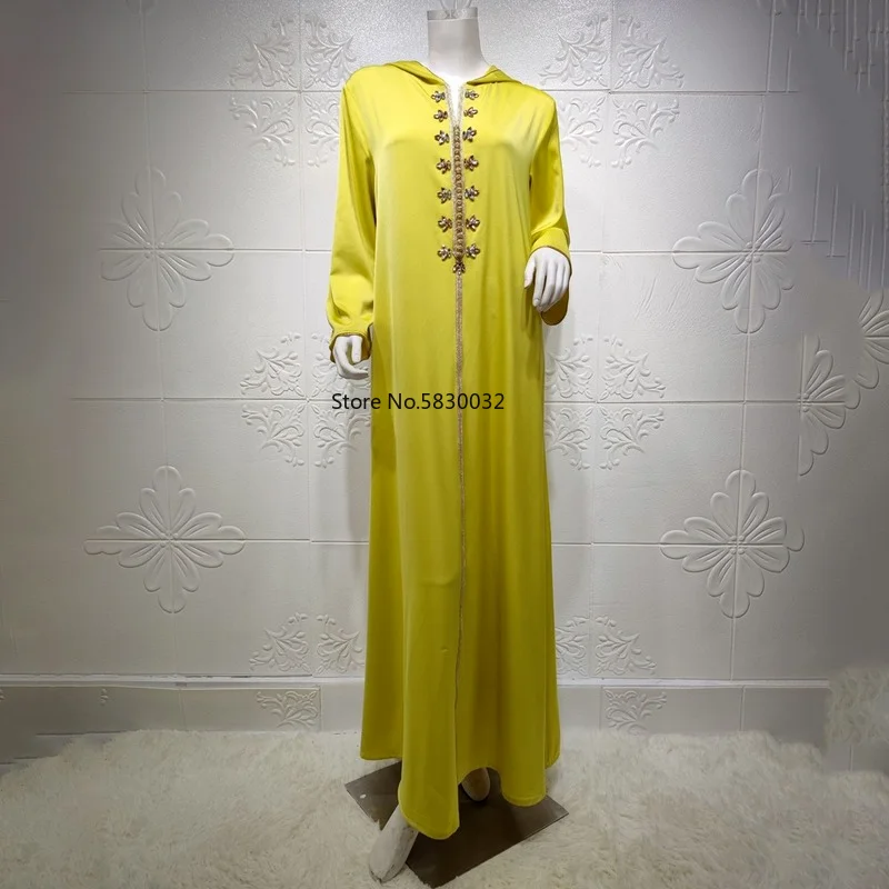 Abaya Dubai Turkey Muslim Hooded Dress Women Moroccan Caftan Elegant Lady Islamic Clothing 2021 Eid Mubarak Djellaba Femme