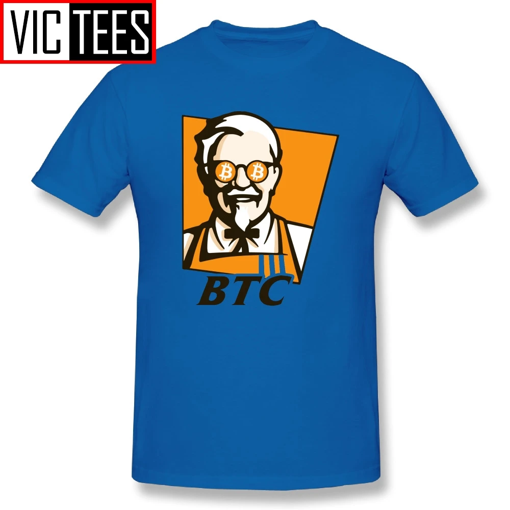 Мужские футболки Биткоин BTC рецепт Забавный KFC взрослая футболка персональная взрослая футболка принт на заказ хлопок - Цвет: Синий