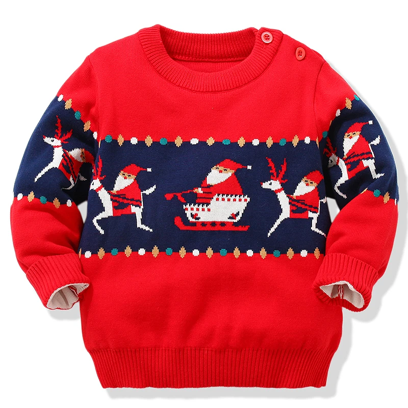 Su&eacute;ter de algod&oacute;n para ni&ntilde;os de 1 a 7 a&ntilde;os, jersey rojo de Navidad para ni&ntilde;as y ni&ntilde;os, Tops de punto, ropa de Pap&aacute; Noel para ni&ntilde;os peque&ntilde;os, ropa de ciervo-1