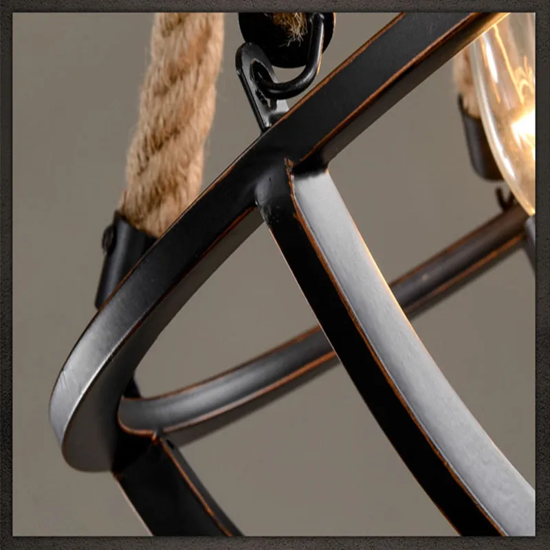 Винтажная люстра в стиле ретро Лофт кованая железная черного цвета для ресторана