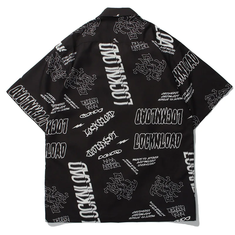 Fashion 2021 Mens Letter Print Hawaiian Beach New Shirts Harajuku Summer Short Sleeve Blouse Punk Unisex Shirts Tops Streetwear