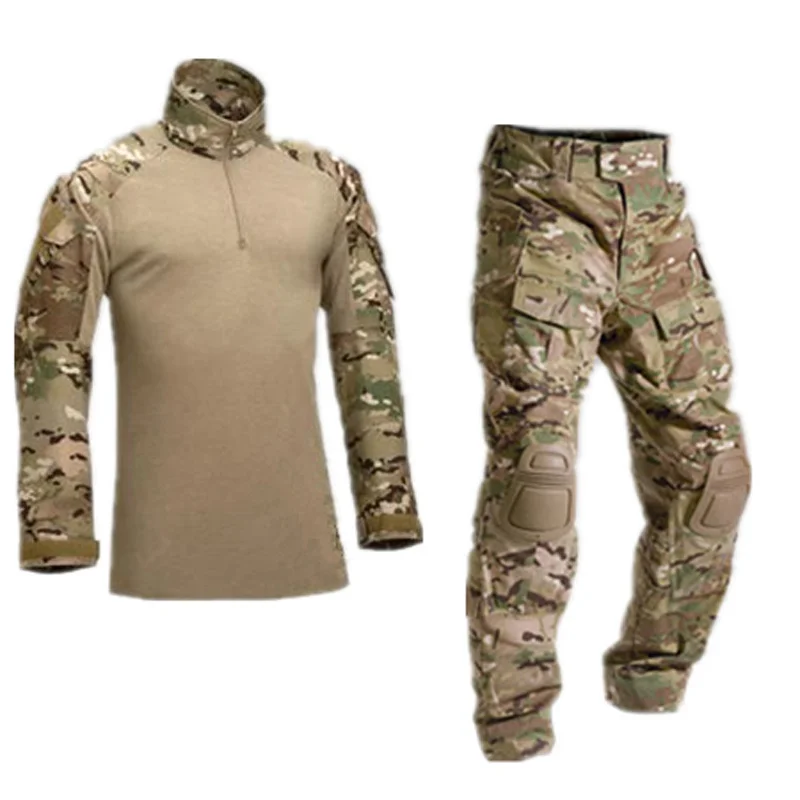 

2021 Tactical Camouflage Military Uniform Clothes Suit Men US Army clothes Military Combat Shirt + Cargo Pants Knee Pads