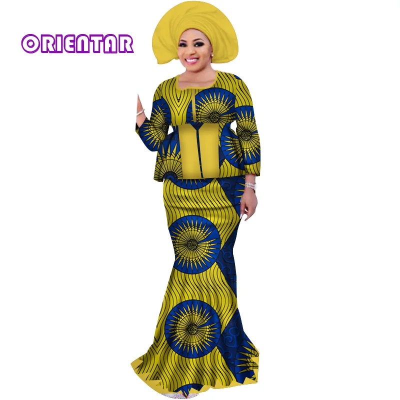 Женские африканские наряды с головным платком базин богатый Африканский принт