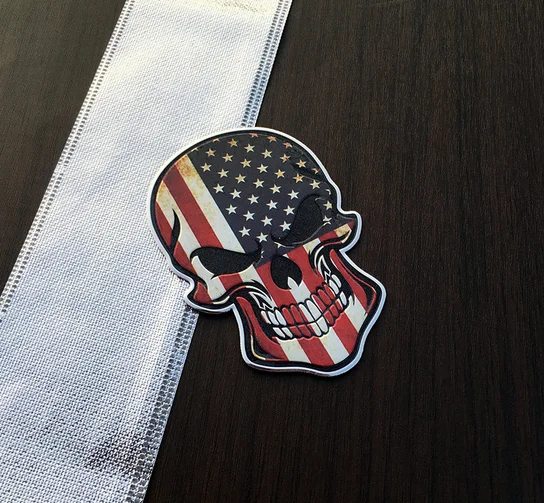 

Aluminum American Flag Auto Car Stickers Metal Skull Shape Chrome Badge Emblem Decal Motorcycle Modified