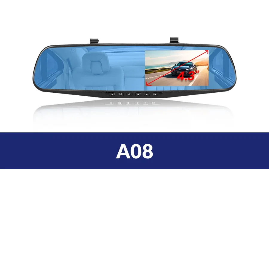 A08 E-ACE A08/A13 Автомобильный видеорегистратор зеркальная камера видеорегистратор с двумя объективами с камерой заднего вида FHD Авто регистратор Автомобильная камера Dashcam - Название цвета: A08