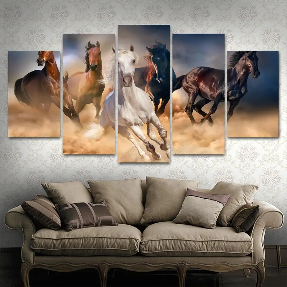 

Drop shipping 5 Panel Wall Art Pictures Canvas Painting abstract canvas poster painting decoration for living room LW371