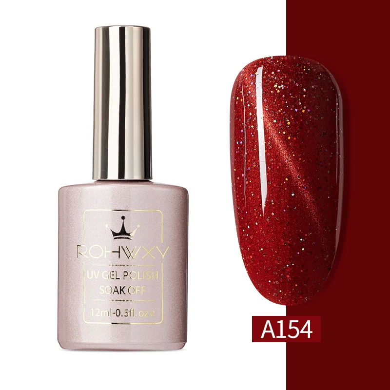 ROHWXY 37 цветов 12 мл Гель-лак для ногтей с эффектом «кошачий глаз» лак УФ светодиодный Гель-лак «кошачий глаз» Гибридный лак Lucky Lacquer Gel Base Top - Цвет: A154