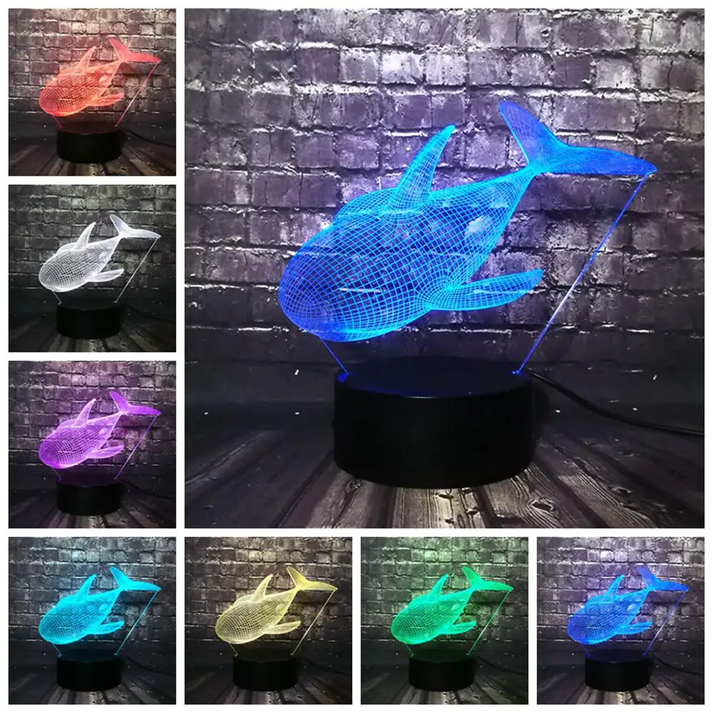 Милый морской Кит 3D светодиодный ночник блеск для детской спальни USB Сенсорная