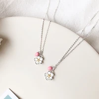 new silver color pink cherry blossoms choker necklace for women girls original jewelry cute accessories gift chocker