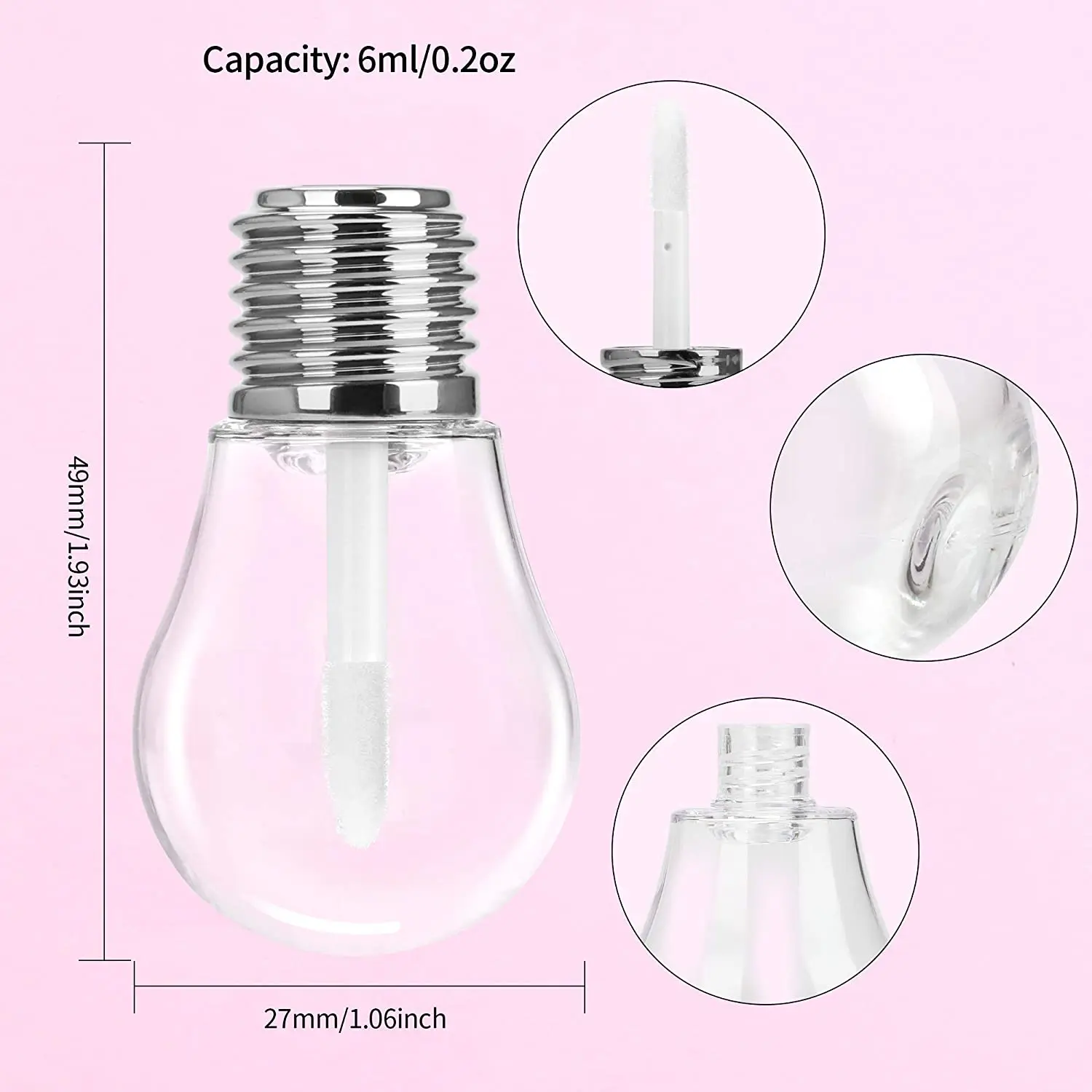 200 шт. 6 мл забавная подсветка в форме лампы бальзам для губ пустые многоразовые