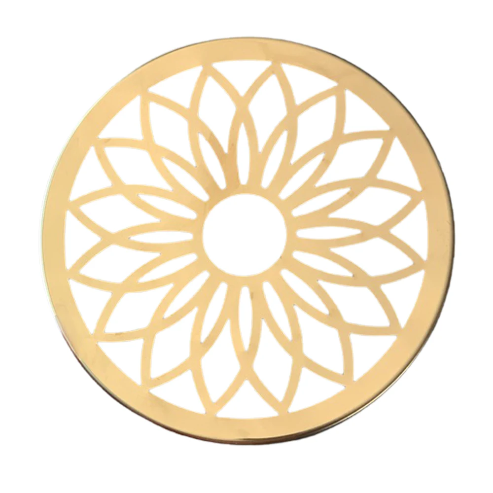 Круглая металлическая пробирка с изображением цветов золотистого цвета | Дом и