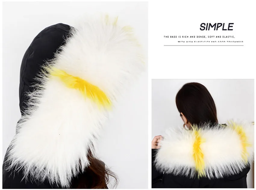 Winter Coat Female Neck Cap Long Warm Genuine Fur Scarf Big Size Neck scarf Fur Collar Real Raccoon Fur Women Scarves L44