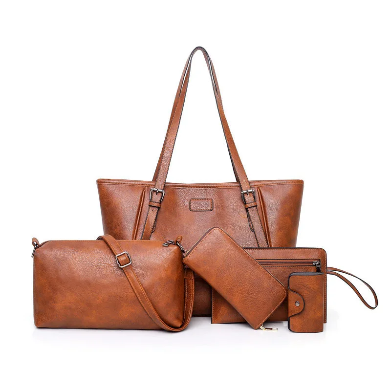 

Набор женских сумок Oteele из 5 предметов, модные простые высококачественные ретро сумки на плечо, вместительная сумка-мешок из искусственной ...