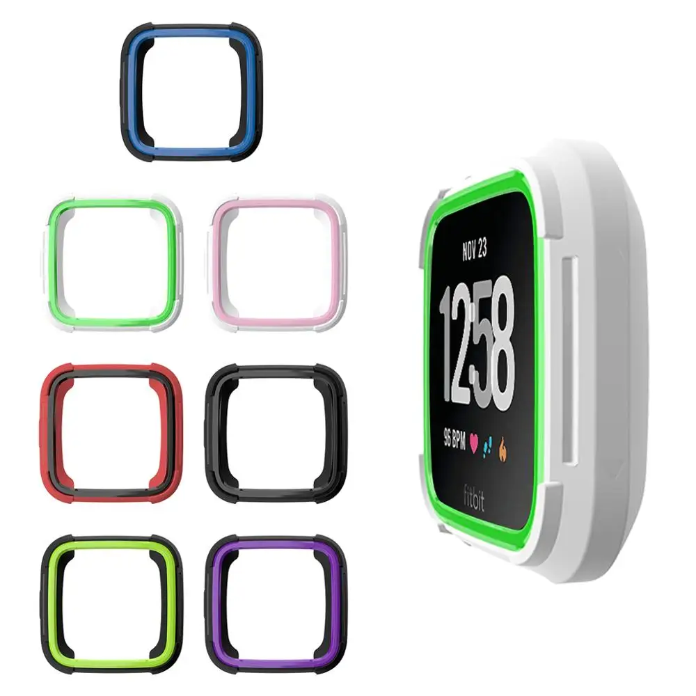 6 цветов ТПУ и ПК чехол для Fitbit Versa, ремешок часы в виде ракушки Экран протектор Аксессуары для смарт-часов для Fitbit Versa Lite