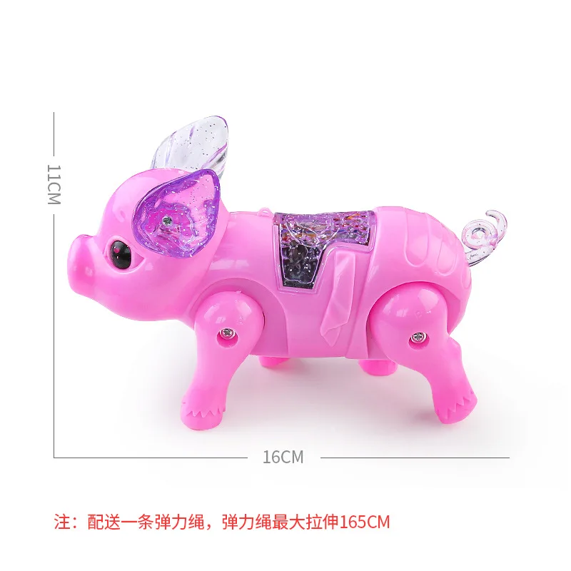 Lucky blessing свинья Электрическая Тяговый ремень поросенок может ходить светящаяся