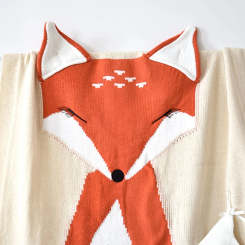 

Big Size Soft Blanket for Babies Lovely Animal Pattern Security Blanket Gray/Light Gray/ Creamy-White