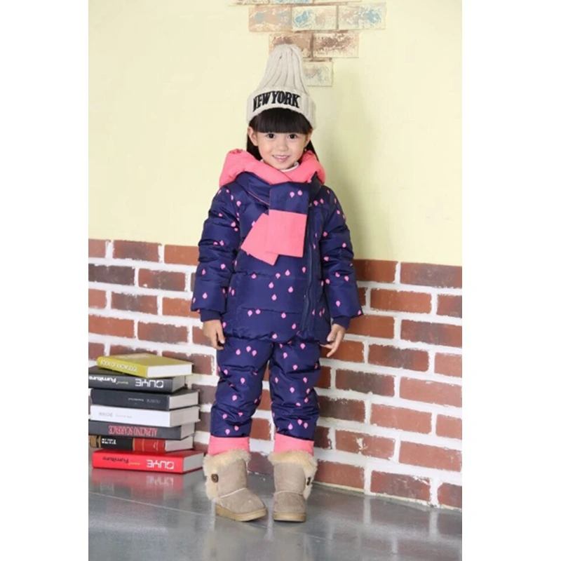 

Children Winter Down Sets Kids Ski Suit Overalls Baby Girls Boys Warm Snowsuits Jackets+bib Pants 2pcs/set toddler girl clothes