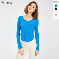 wmuncc sports top womens long sleeve yoga clothes running leisure slim fit sexy fitness t shirt breathable