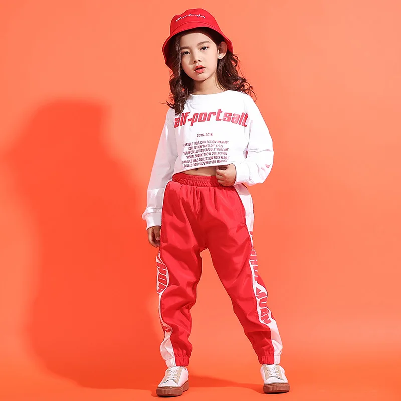 

2021 jazz dance costume girl suit trendy children hip hop street dance clothes costume
