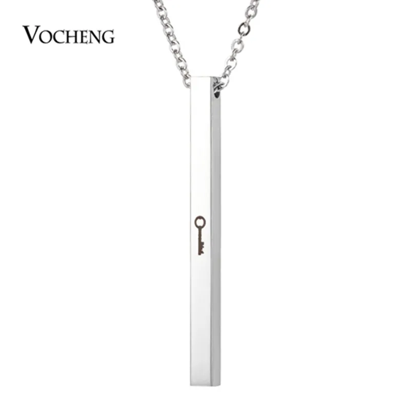 10pcs/lot Custom Four Sides Engraving Personalized Square Bar Custom Name Necklace Unisex Stainless Steel Message Pendant