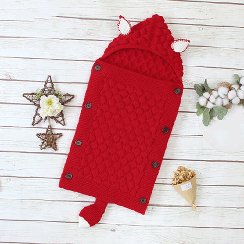 

Baby Sleeping Bags Newborn Swaddle Wrap Envelopes Autumn Winter Warm Knitted Infant Kids Sleep Sack Footmuff for Stroller