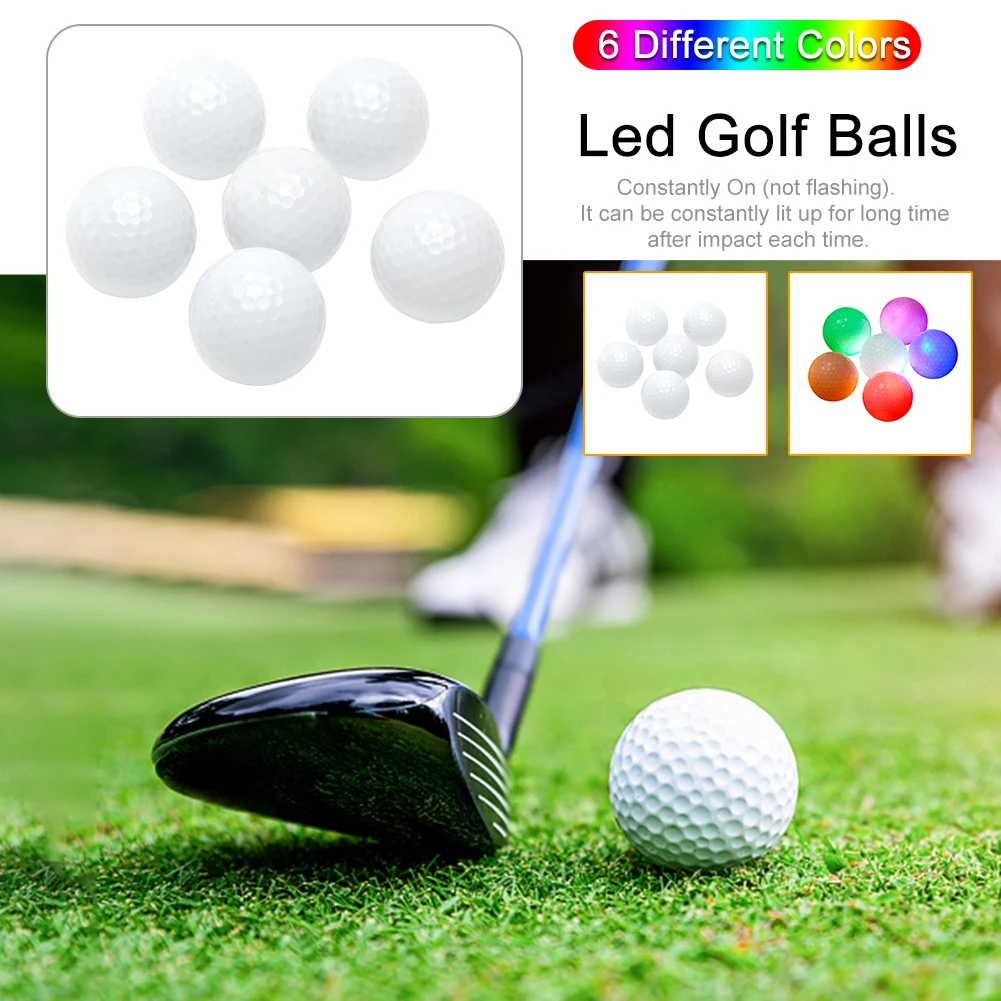 

6 Colors Game Portable Gift Long Lasting Accessories Led Golf Balls Glowing Funny Practicing Training Flashing Light Durable