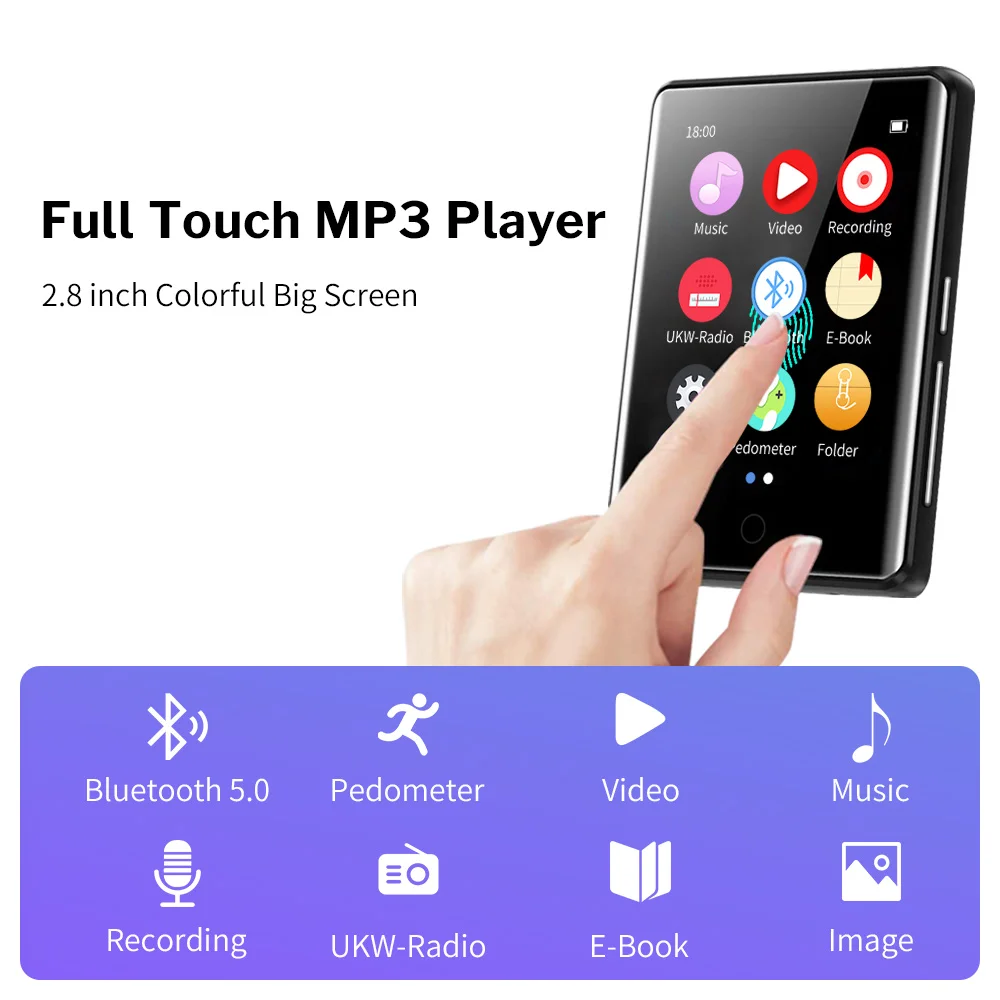 MP3 плеер Deelife Bluetooth 5 0 полный сенсорный экран портативный музыкальный Mp 3 Play с fm