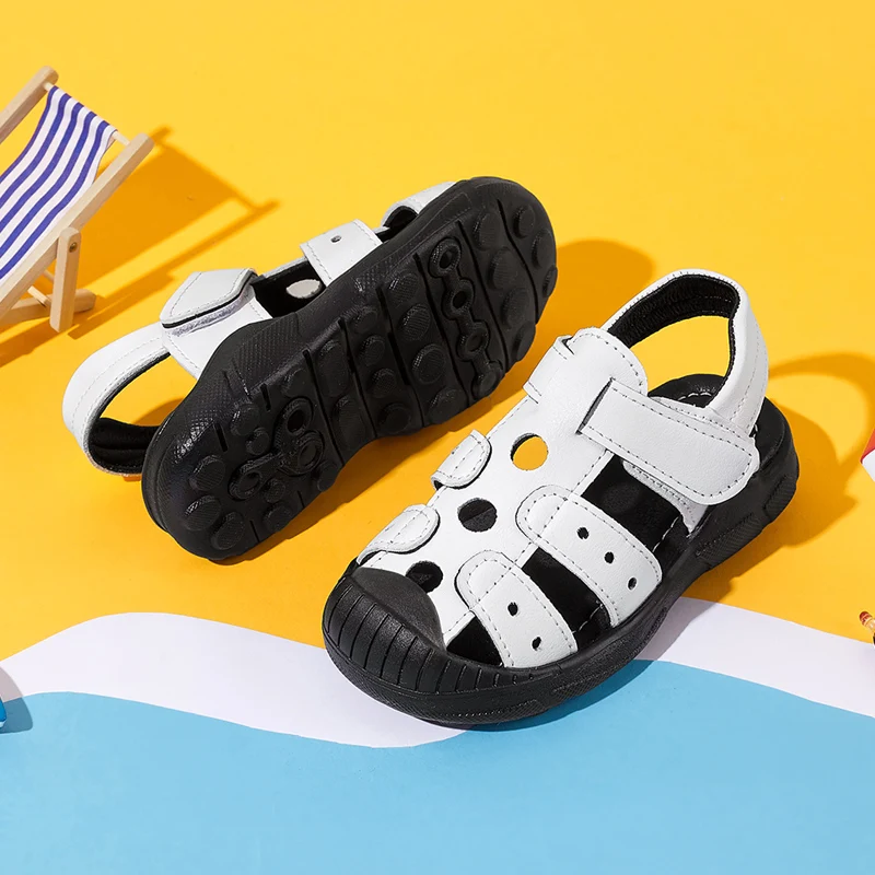 Детские сандалии из ПВХ на однотонной подошве детская обувь Нескользящие и