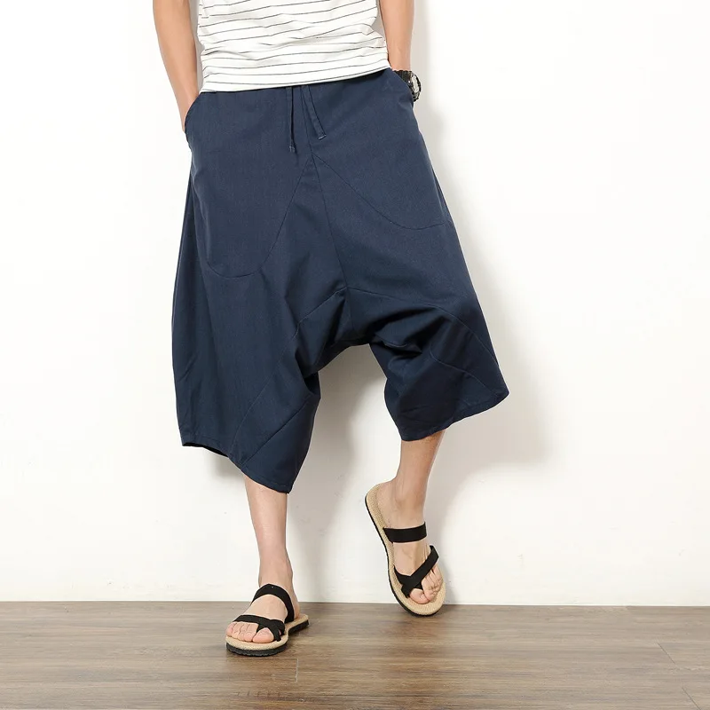 

Japanese Kimono Traditional Pants Men Asian Clothing Bath Pant Japan Style Casual Loose Male Yukata Trouser Cropped Pants SL3897