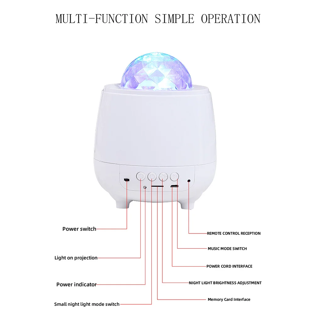 

LED Laser Night Light Color Projection Lamp Starry Sky Water Grain Atmosphere Light Romantic Electric Bluetooth Stage Light