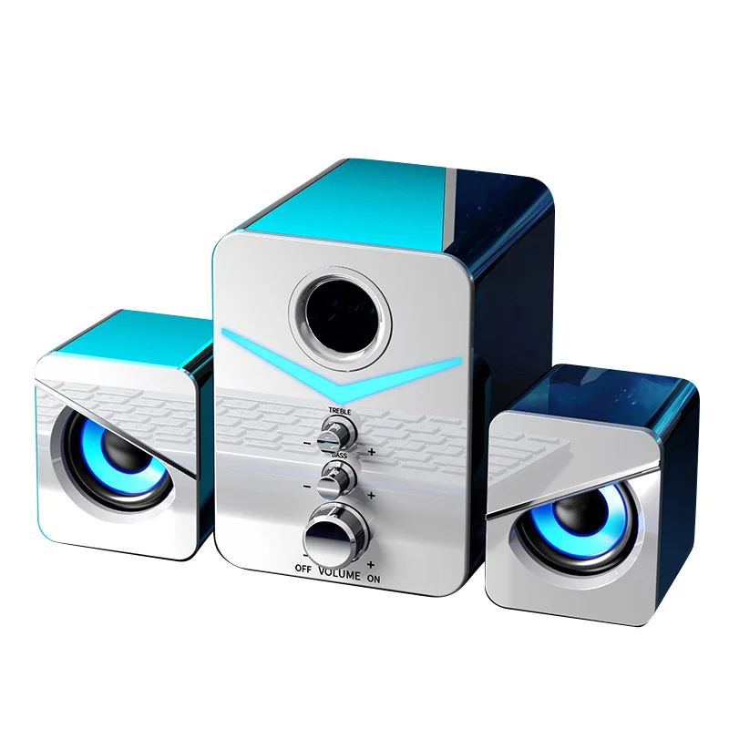 

Altavoz de ordenador con sonido envolvente Led azul, Subwoofer de msica para porttil, PC, telfono, estreo, Bluetooth 5,0, 3