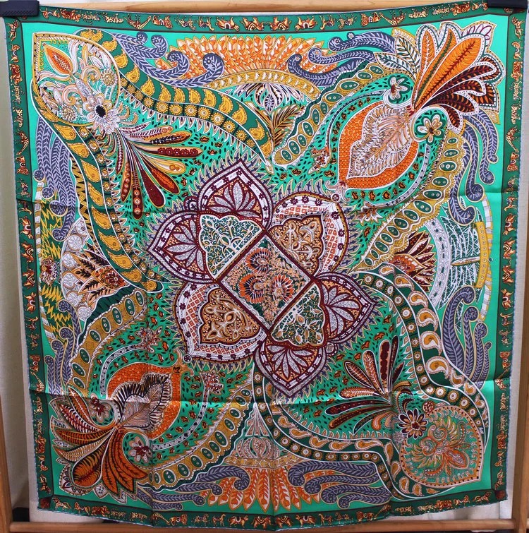 

Silk Square Scarf 110 Foulard Satin Hand Rolled Edges Scarfs Mulberry-Silk Shawl"maharani de Jaipur"