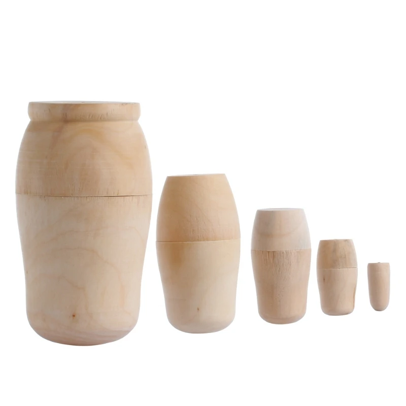 

5x Unpainted DIY Blank Wooden Embryos Russian Nesting Dolls Matryoshka Toy Gift F3ME