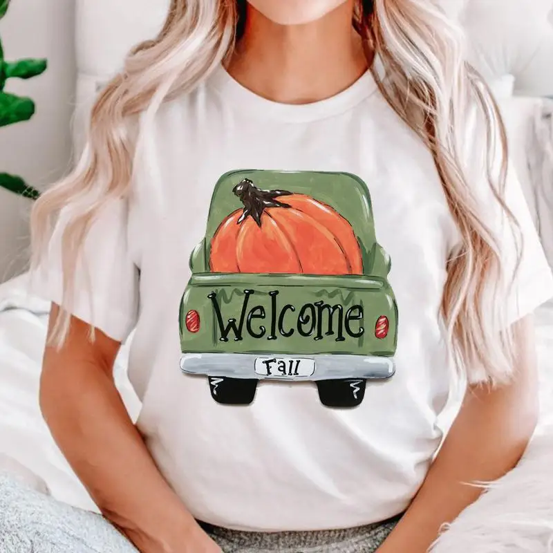 

Thanksgiving Short Sleeve New 90s Women Halloween Fall Autumn T Top Print Cartoon Shirt Female Graphic Fashion Tee T-Shirts