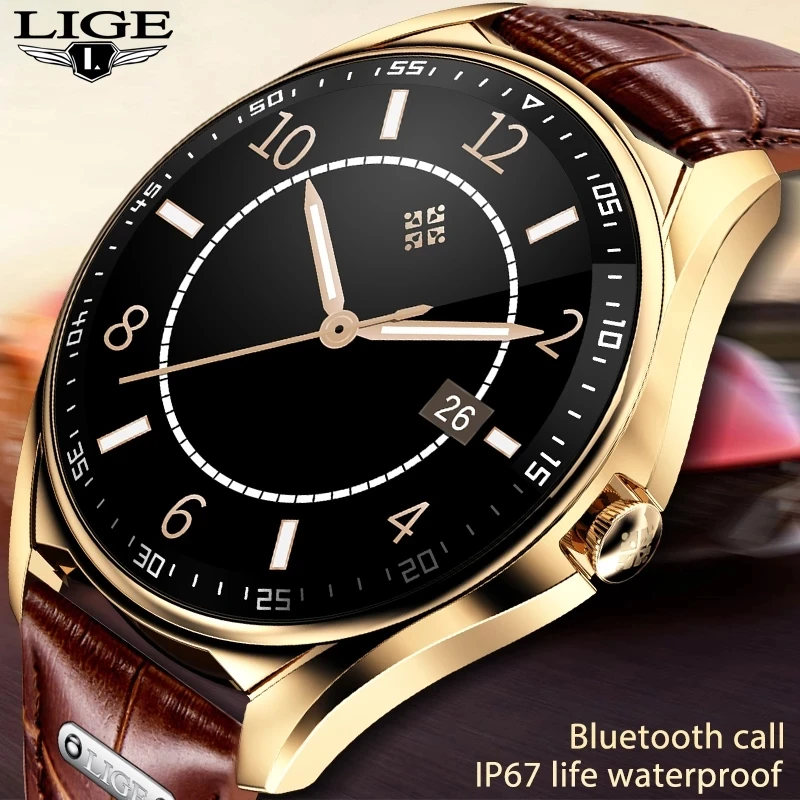 

2021 LIGE Smart Watch Men Heart Rate Blood Pressure Monitor Sports Fitness Luxury Watch Bluetooth Call Waterproof Men Smartwatch