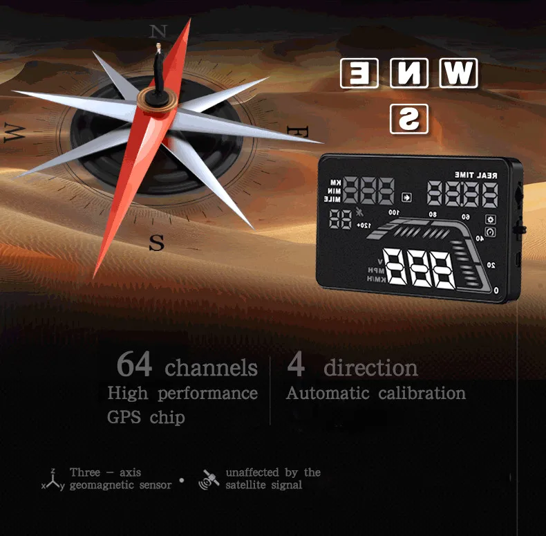 Дисплей на лобовое стекло автомобильный Q7 GPS через прикуриватель HUD для проектора