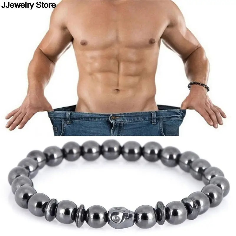 Браслет для магнитной терапии мужчин и женщин избавление от веса Череп черный