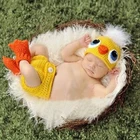 Модный вязаный костюм для новорожденных девочек с изображением маленькой желтой утки, вязаный крючком костюм, реквизит для детской фотографии, аксессуары для одежды