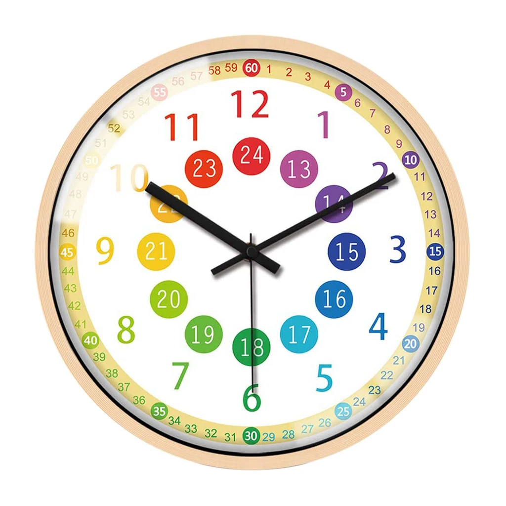 

Modern Quartz Wall Clock Silent Kids Bedroom Classroom Round Telling Time