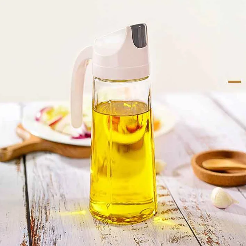 

Sealed glass dustproof and leak proof oil pot automatic opening and turning over oil bottle liquid seasoning bottle with handle