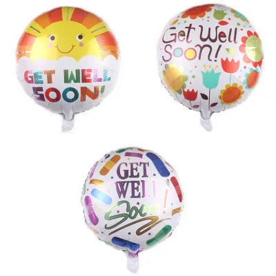 

10pcs 18inch GET WELL SOON Round Helium Balloons Best Wishes Foil Balloons Patient's Blessing Decoration Hope Party Supplies
