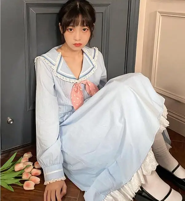 

Mothybot 2021 Spring New Japanese Dress Female Student College Style Korean Long--Sleeved First Love Gentle And Lovely