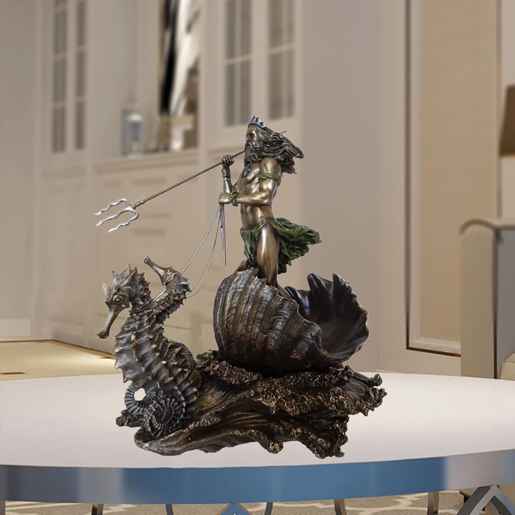 Статуэтка Греческого бога моря Посейдона искусство из смолы Нептун на морском