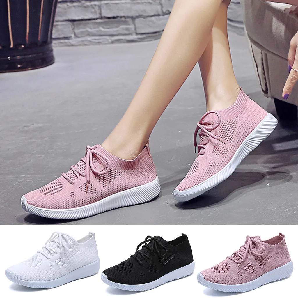 

SAGACE Women's sneakers women casual shoes women Outdoor Mesh Lace Up Sports Shoes Breathable Shoes female Sneakers Leisure 2019