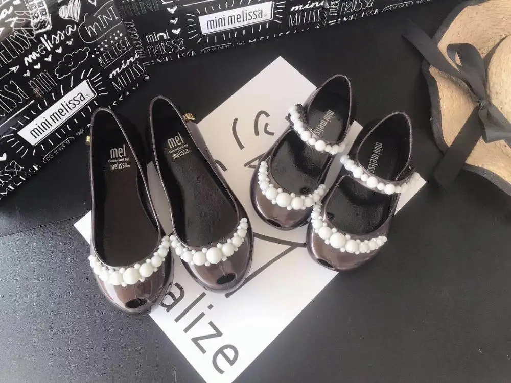 

2020 new mini melissa Children Shoes Kids Girl fashion Pearl Jelly shoes little gilr big girl princess fashion candy sandals