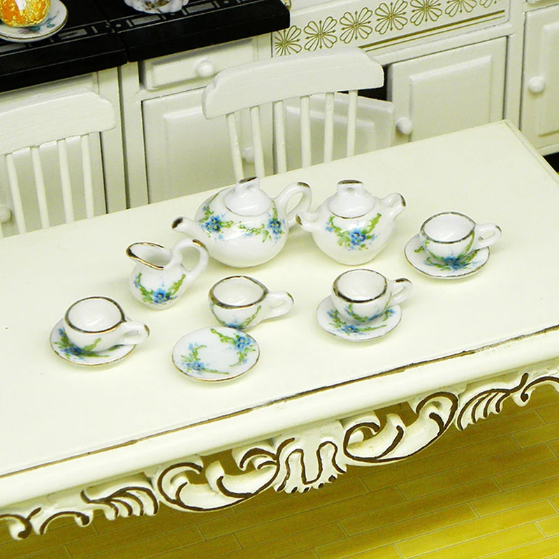 

11Pcs/set 1:12 Dolls House Miniature Dish Cups Pot Set Toys Dollhouse Accessory