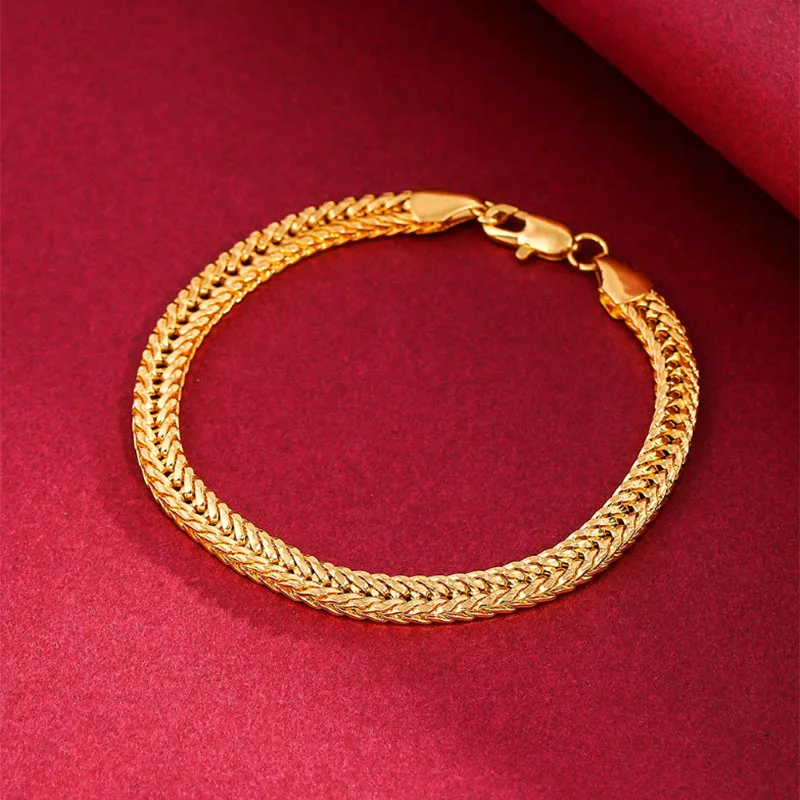 

Exquisite Classic Gold Color Bracelet For Women Men Luxury Female Male Jewelry Accessories Birthday Party Gifts