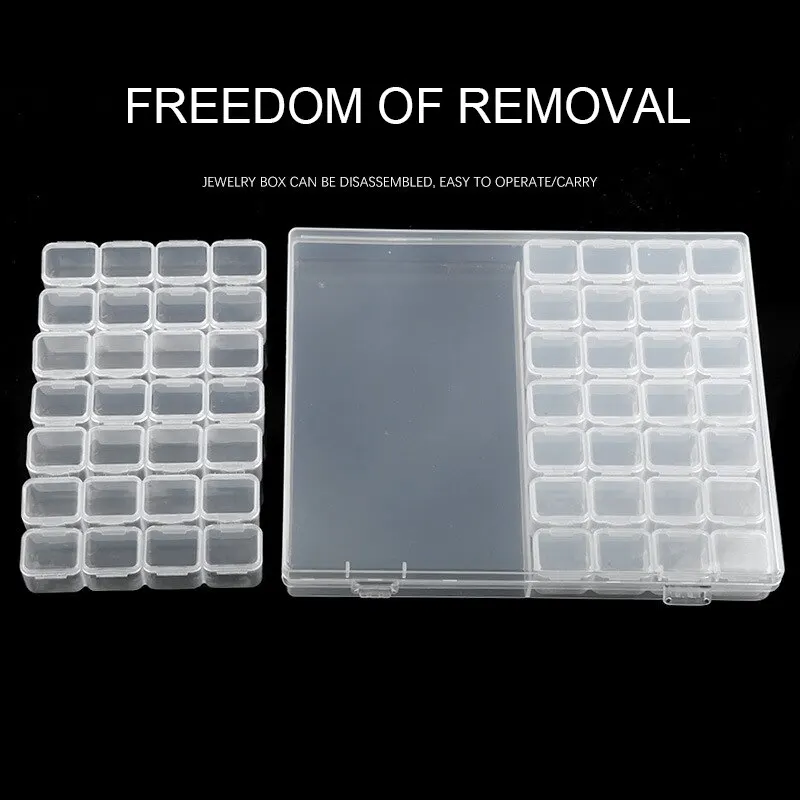 

56 Grids Removable Organizer Box Rings Earring Material Sequins Boxes Nail Art Jewelry Storage Case Diamond Painting Accessories