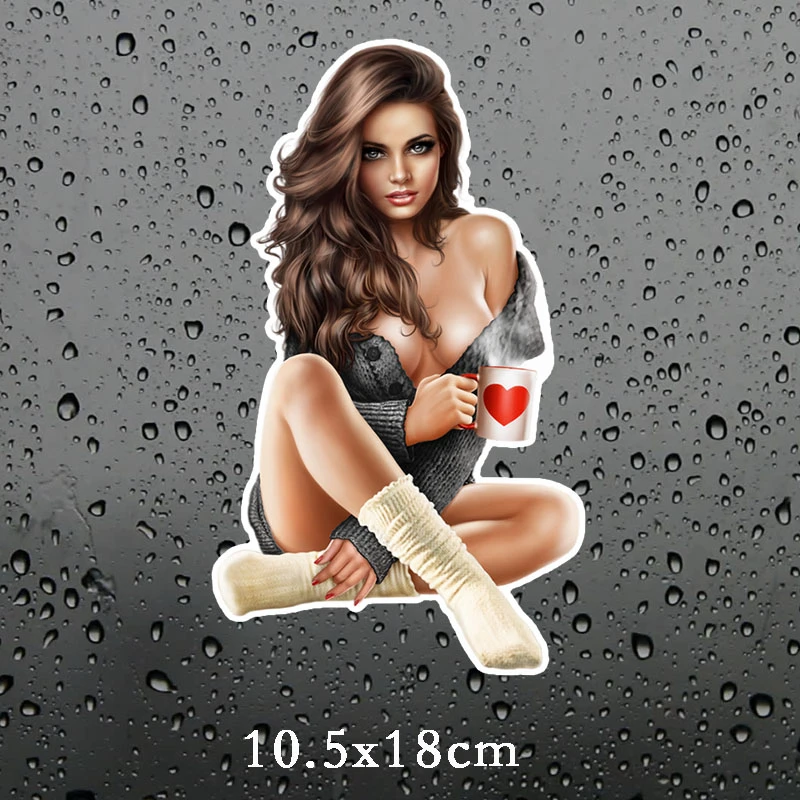 

Car Stickers and Decals Sexy Beauty Funny Auto Bumper Trunk Laptop Rear Windshield Fine Scratch-Proof Decal Decor PVC18x8cm